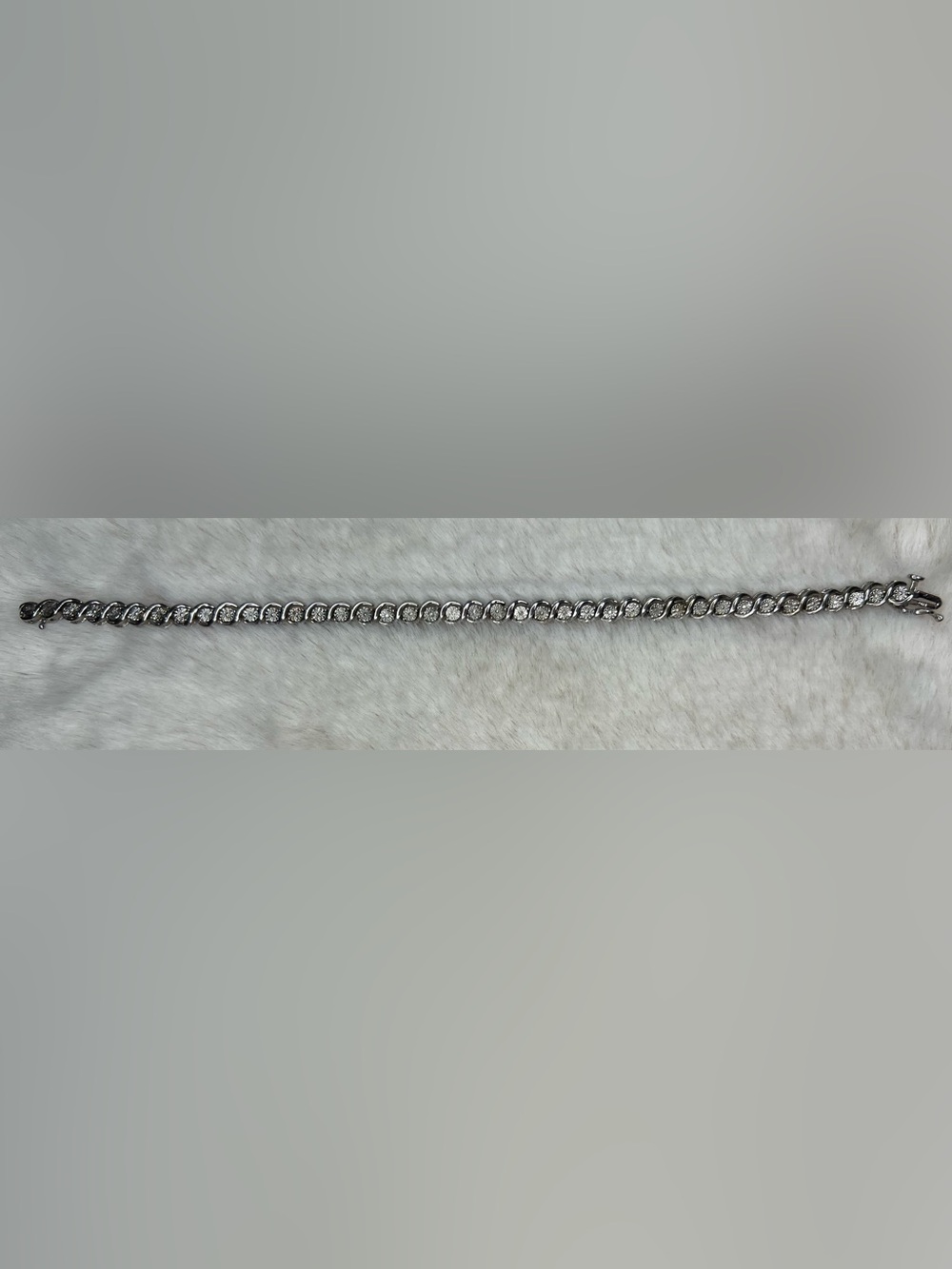 925 Sterling Silver Diamond Accent Bracelet Intricate Design